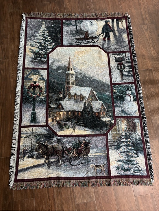 Thomas Kinkade Other - Thomas Kinkade Christmas Winter Village Woven Tapestry Throw Blanket